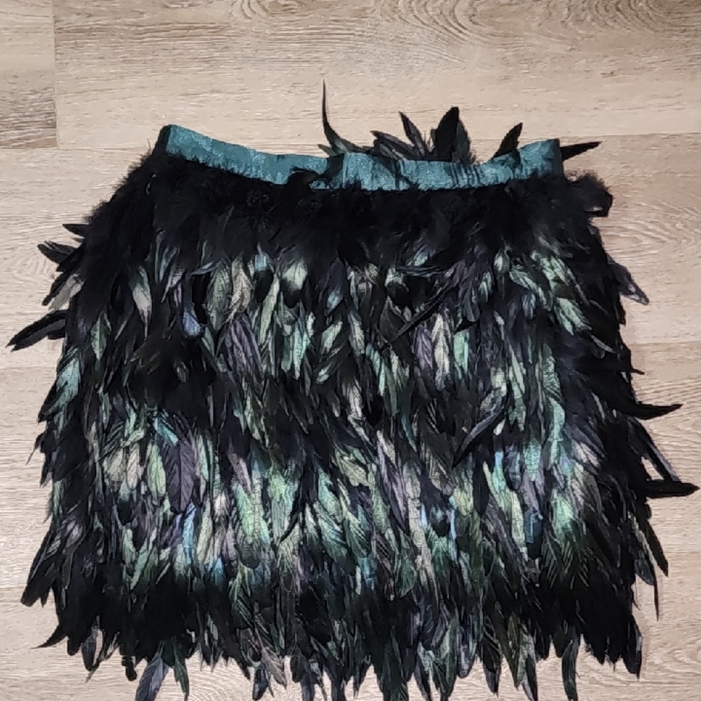 NAEEM KHAN EUC FEATHER LAYERED DEEPEST BLACK EMERALD LINED PENCIL SKIRT SIZE 12 - Picture 2 of 10